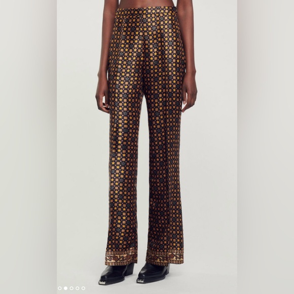 Sandro Pants - SANDRO NWT Printed Satin Pants Sz 38